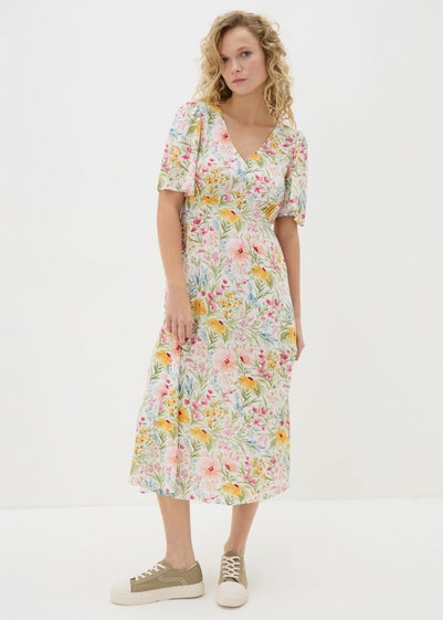 Multicolour Floral Midi Tea Dress