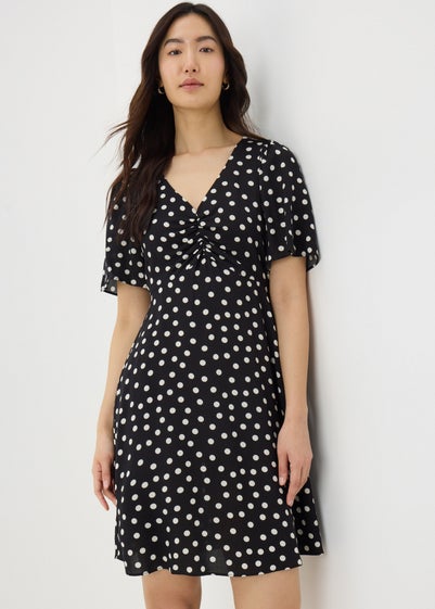 Black Monochrome Spot Mini Tea Dress