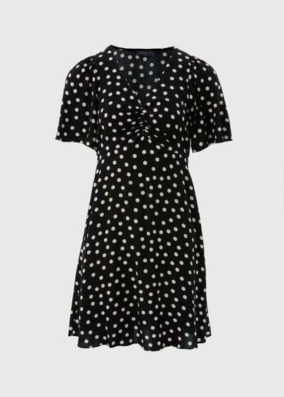 Black Monochrome Spot Mini Tea Dress