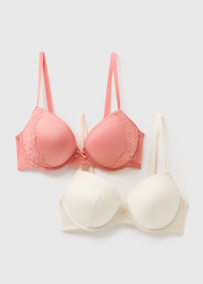 2 Pack Pink & Cream Plunge Bras