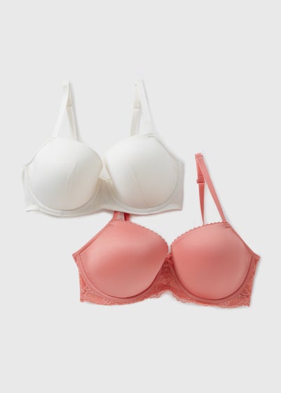 2 Pack DD+ Pink & Cream Padded Bras