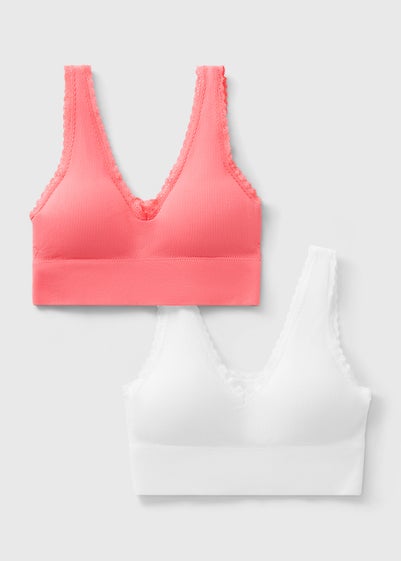 2 Pack Coral Ribbed Seamless Bralettes