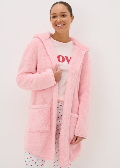 Pink Fleece Lounge Cardigan