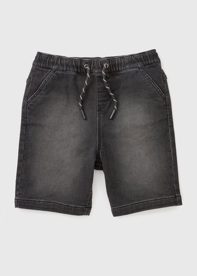 Boys Black Knitted Denim Shorts (7-15yrs)