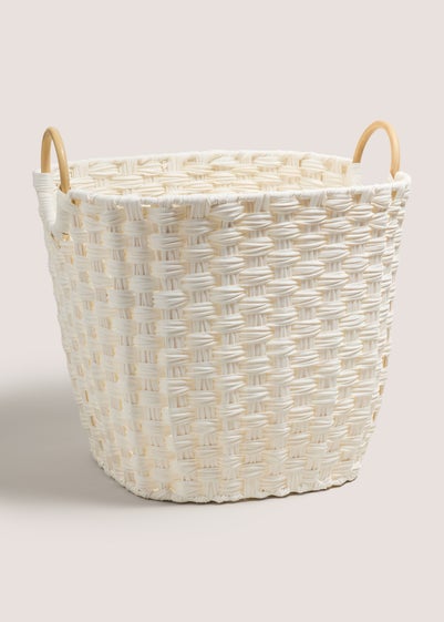 White Rattan Handle Basket