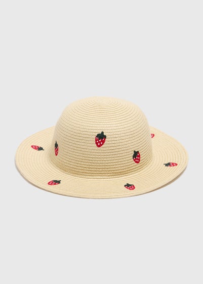 Girls Natural Strawberry Sun Hat