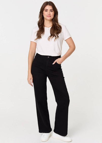 Izabel London Black Denim High Waist Flared Jeans