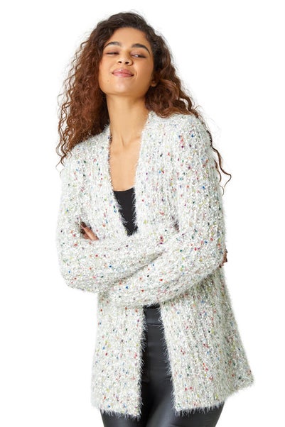 Roman Natural Fluffy Sparkle Cardigan