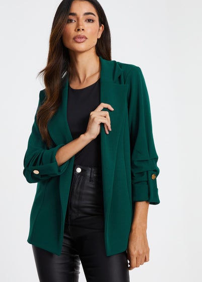 Quiz Green Ruched Sleeve Blazer