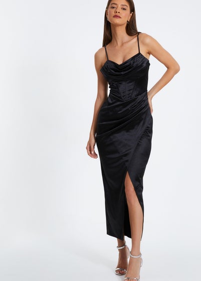 Quiz Black Cowl Neck Corset Dress