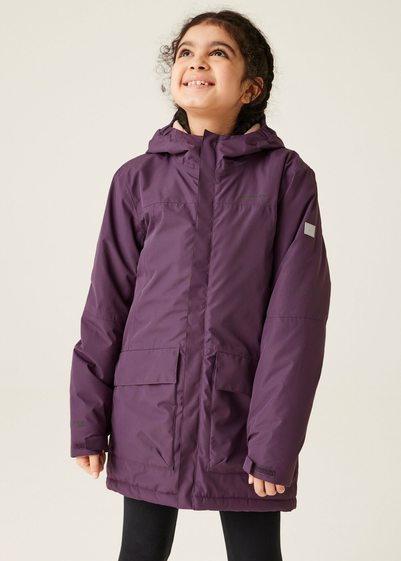 Regatta Deep Plum Warm Taupe Kids' Farbank Waterproof Jacket