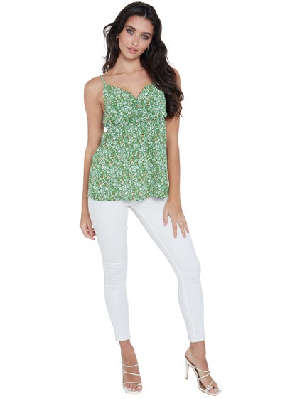 Gini London Green Floral Strappy Cami Top