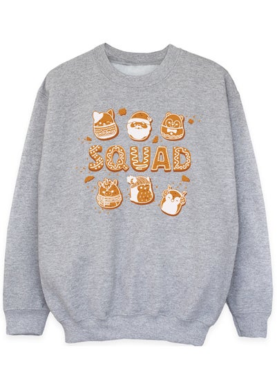 Squishmallows Kids Grey Christmas Gingerbread Squad Heather Sweatshirt (5-13 Years)