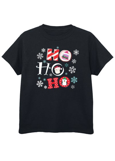 Squishmallows Kids Black Ho Ho Ho T-Shirt (5-13 Years)