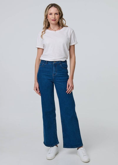 Izabel London Blue Denim High Waist Wide Leg Jeans