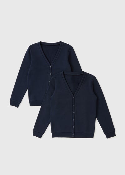 2 Pack Girls Navy V-Neck Cardigans (3-13yrs)
