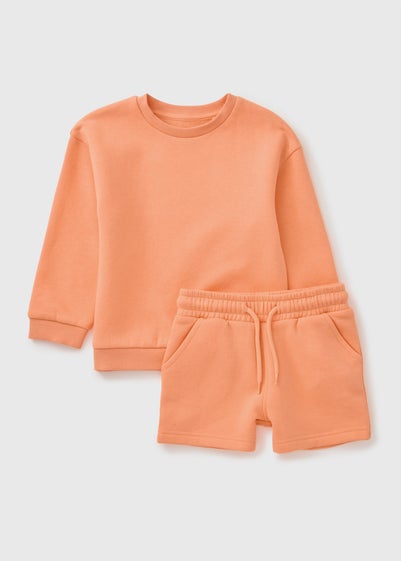 Boys Orange Sweatshirt & Shorts Set (1-7yrs)