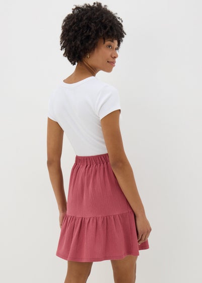 Raspberry Tiered Mini Skirt