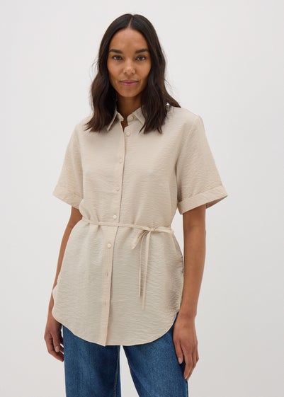 Stone Tie Waist Longline Shirt