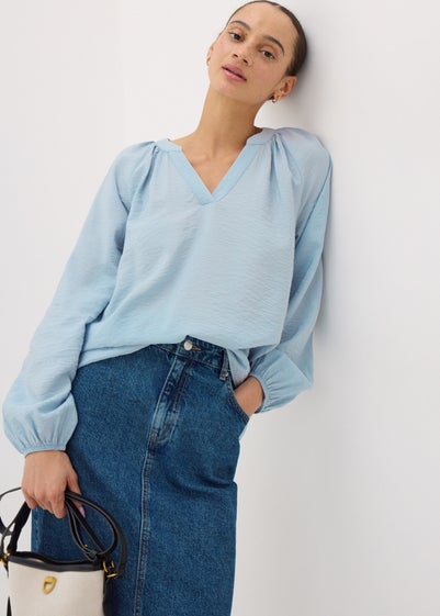 Blue Popover Blouse