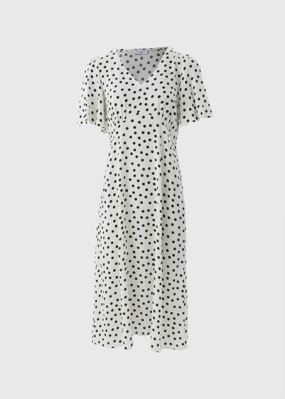 Cream Spot Print Midi Tea Dress