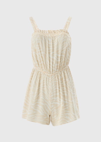 Brown Animal Print Playsuit