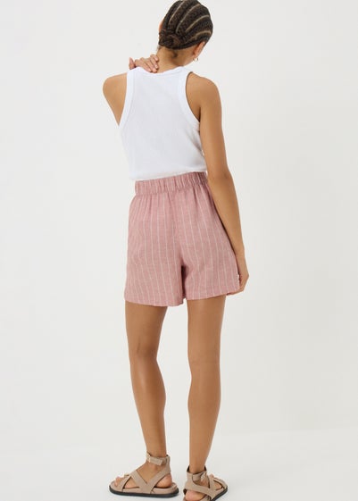Pink Stripe Linen Blend Shorts