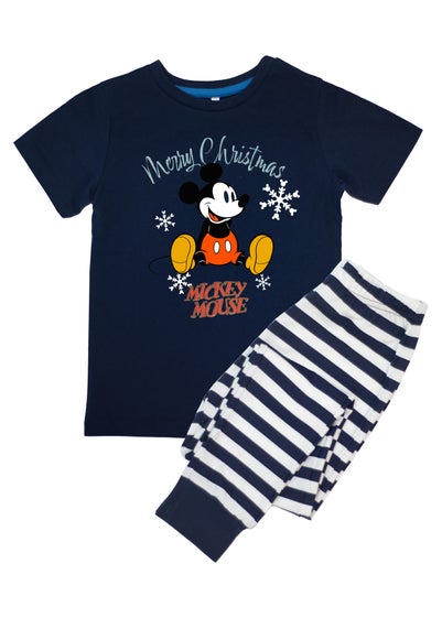 Disney Mickey Mouse Merry Christmas Kids Navy Stripes Pyjamas (3-8 Years)