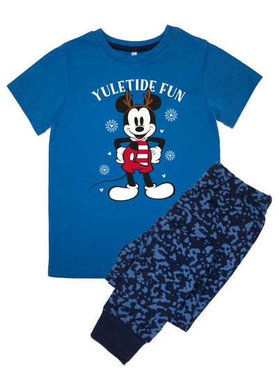 Disney Mickey Mouse Yuletide Fun Kids Blue Camo Pyjamas (3-8 Years)