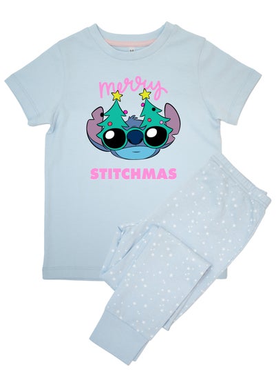 Disney Lilo & Stitch Merry Stitchmas Kids Blue Stars Pyjamas (3-8 Years)