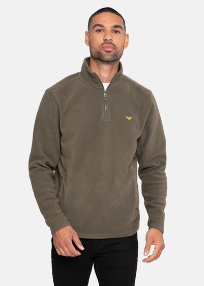 Threadbare Khaki Quarter Zip Fleece Sweatshirt