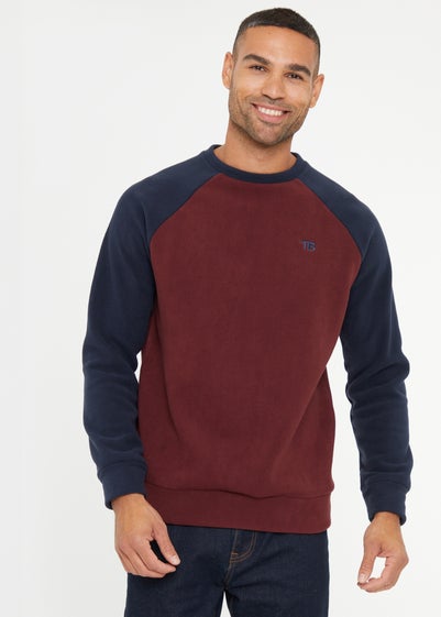 Threadbare Burgundy Raglan Sleeve Microfleece Crew Neck Sweatshirt