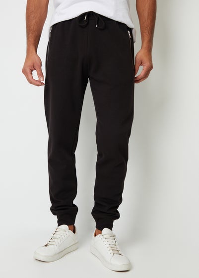 Threadbare Black Pintuck Detail Pique Cuffed Joggers