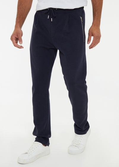 Threadbare Navy Open Hem Pique Joggers