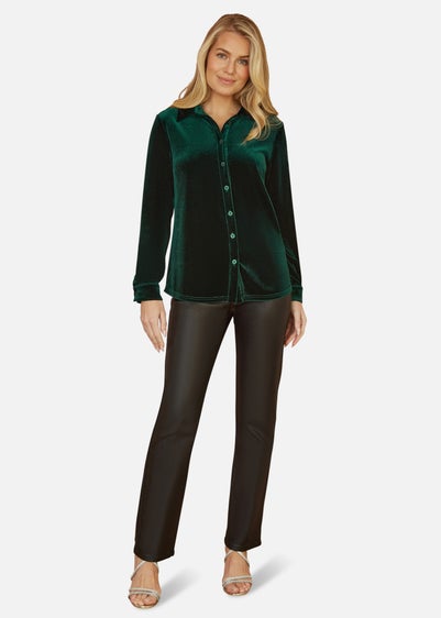 Yumi Green Velvet Relaxed Fit Shirt