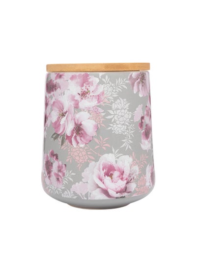 Catherine Lansfield Grey Dramatic Floral Ceramic Storage Jar