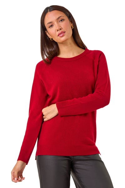 Roman Red Plain Soft Crew Neck Jumper