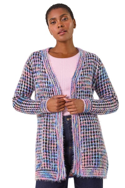 Roman Lavender Spacedye Fluffy Cardigan