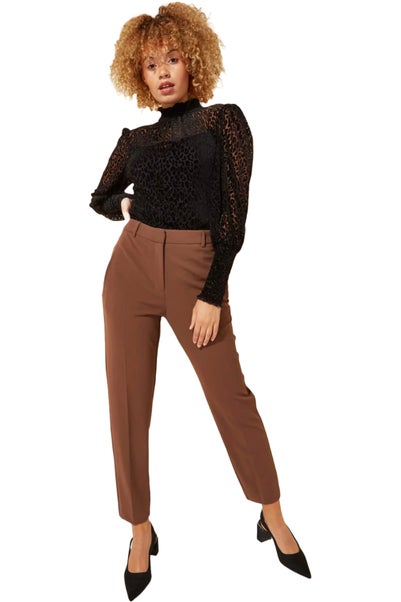 Roman Chocolate Short Straight Leg Stretch Trouser