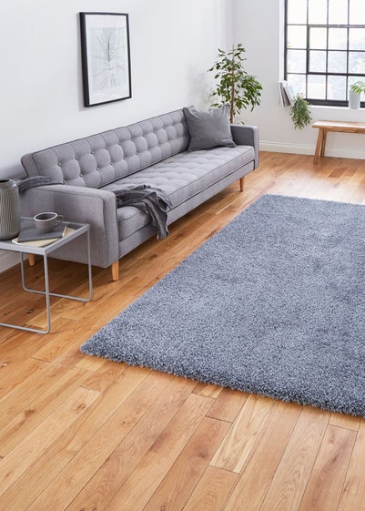 Think Rugs Sierra Slate Grey Plain Shaggy Rectangle Rug