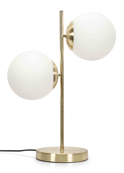 ValueLights Jas Brushed Gold Table Lamp with Small White Globe Shade