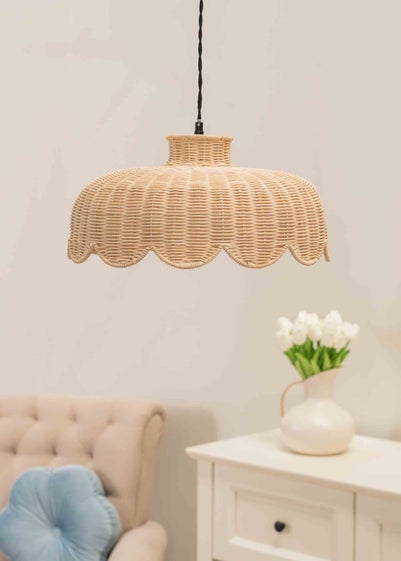 ValueLights Naveah Wood Rattan Natural Tapered Ceiling Pendant Shade (18cm x 38cm x 38cm)