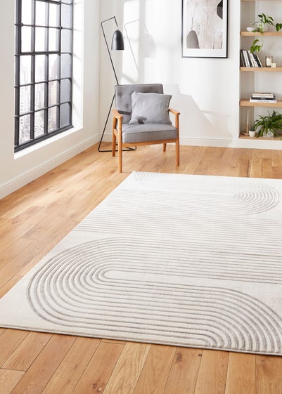 Think Rugs Apollo Grey/Ivory Modern Linear Rectangle Rug