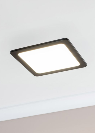 ValueLights Lacey Matte Black Flush Light with White Shade Integrated LED