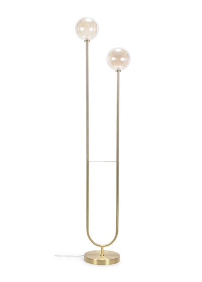 ValueLights Chessy  Gold Floor Lamp with Globe Shade (153cm x 32cm x 23cm)