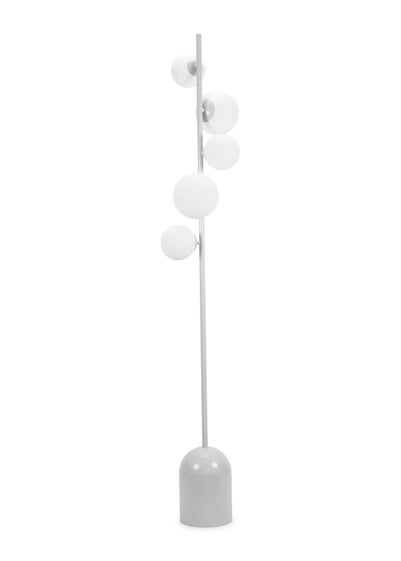 ValueLights Marlow  Grey Floor Lamp with White Globe Shade