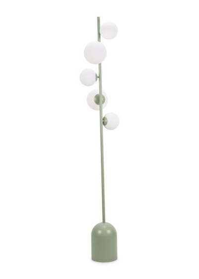 ValueLights Marlow Sage Green Floor Lamp with White Globe Shade