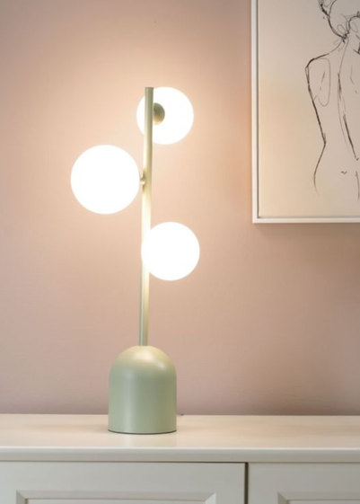 ValueLights Marlow Sage Green Table Lamp with White Globe Shade