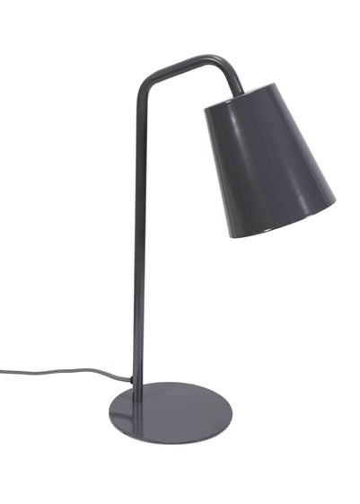 ValueLights Bibi Gloss Grey Table Lamp with Grey Tapered Shade