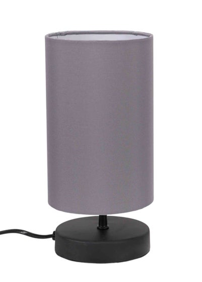 ValueLights Francis Dimmable Matte Black Table Lamp with Grey Drum Shade